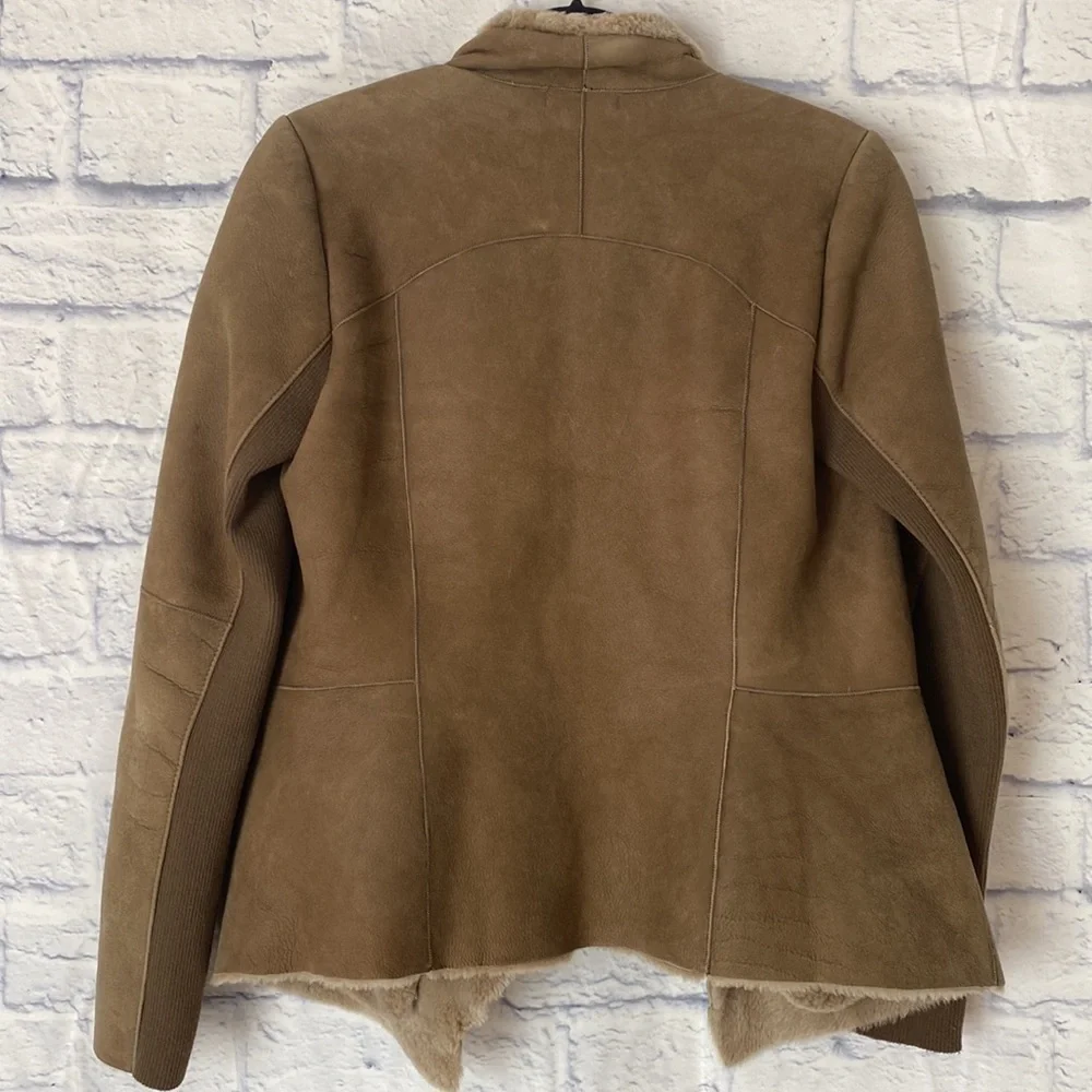 Vince tan shearling draped open jacket - Picture 4 of 10